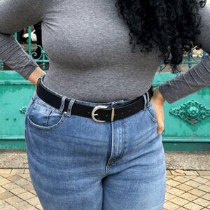 Snag Vegan Leather Waist Belt (Black, Size 4-6)